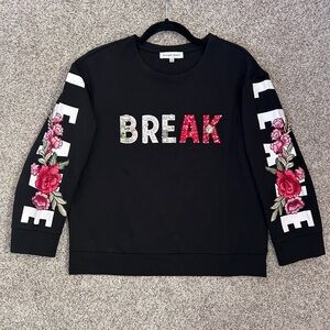 NWOT Rare Silvian Heach “Break” “Leave” Fully Embellished sweatshirt. Designer.